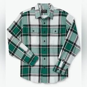Filson Scout Shirt  Men's White Black Green Plaid Shirt M